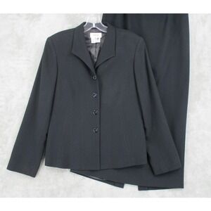 Vintage Talbots Skirt Suit 8 Pure Wool Midi Modest Office Classic Lined Black